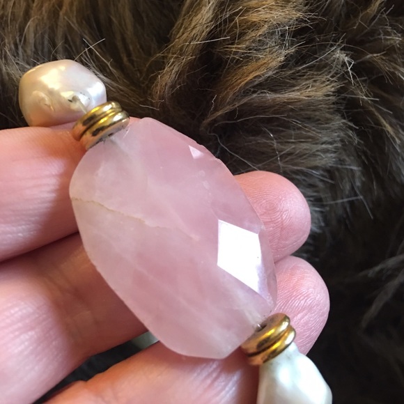 Faceted pink quartz mother of pearl bracelet - Picture 6 of 7